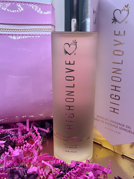 Spa Gift Set: Massage Oil and Beauty Bag- Lychee Martini.