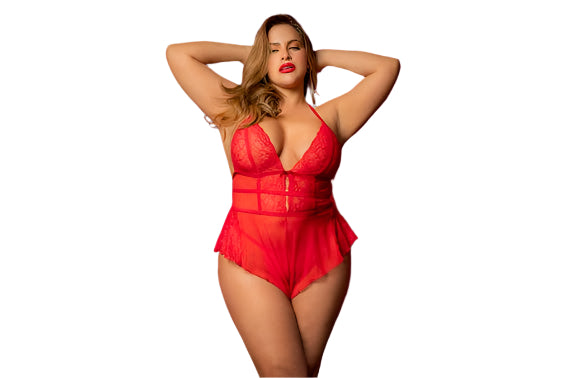 Sexy Red Romper/Babydoll-Plus Size
