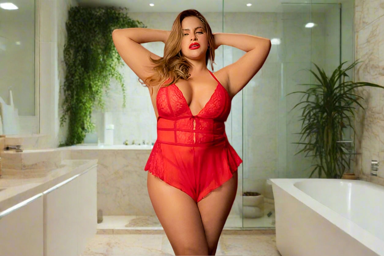 Sexy Red Romper/Babydoll-Plus Size