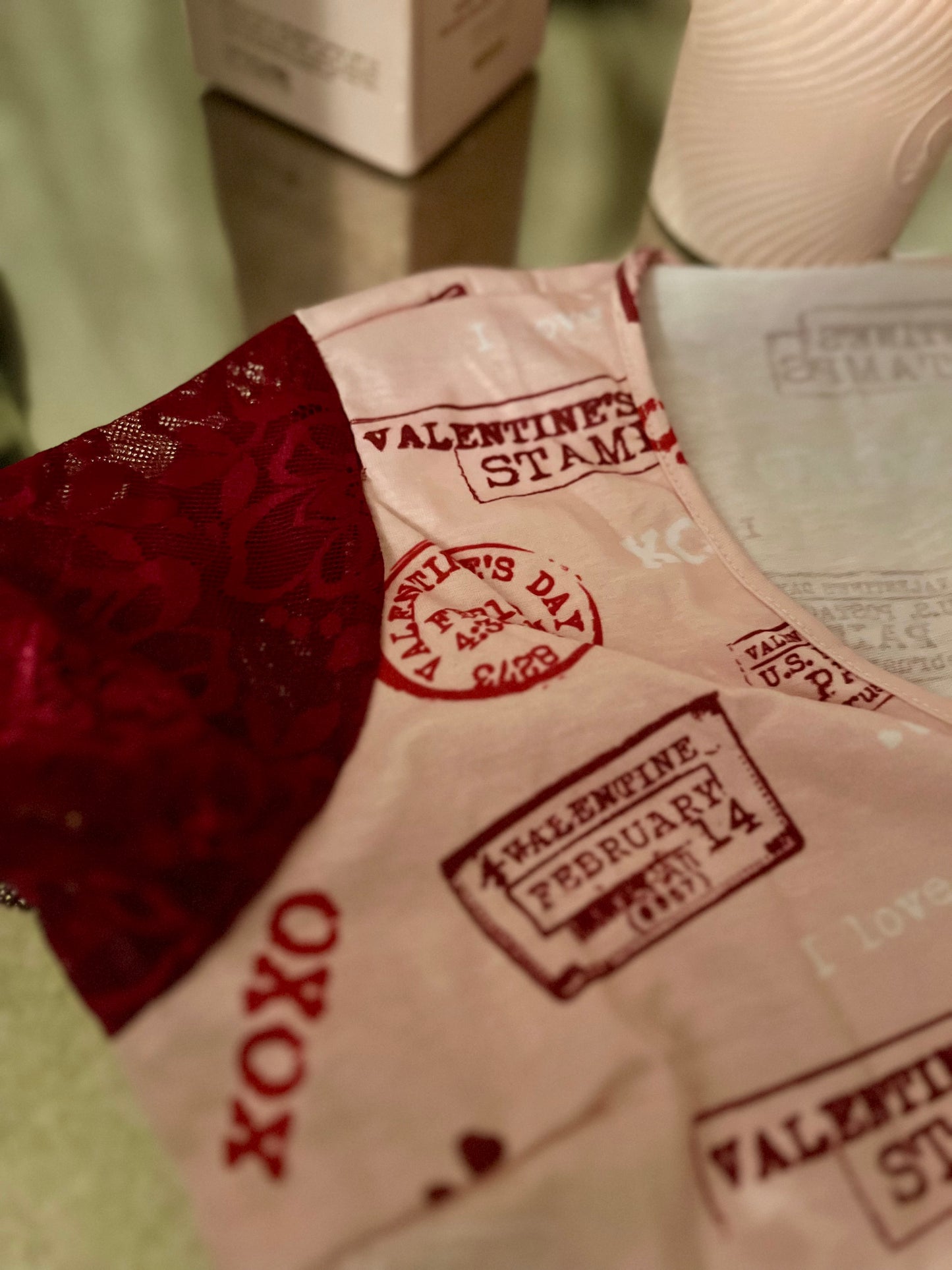 Valentine's Day 2-Piece Rose and Burgdundy Pajama's