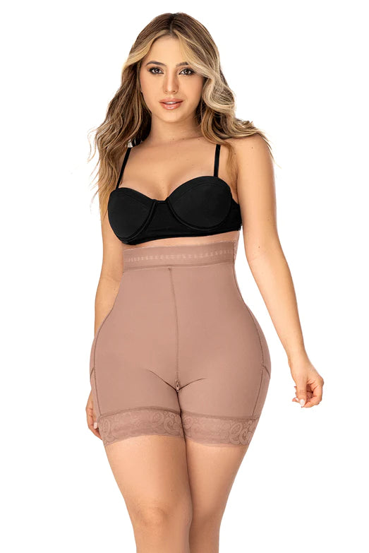 F502 High Waist "Pull On" Short Mocha