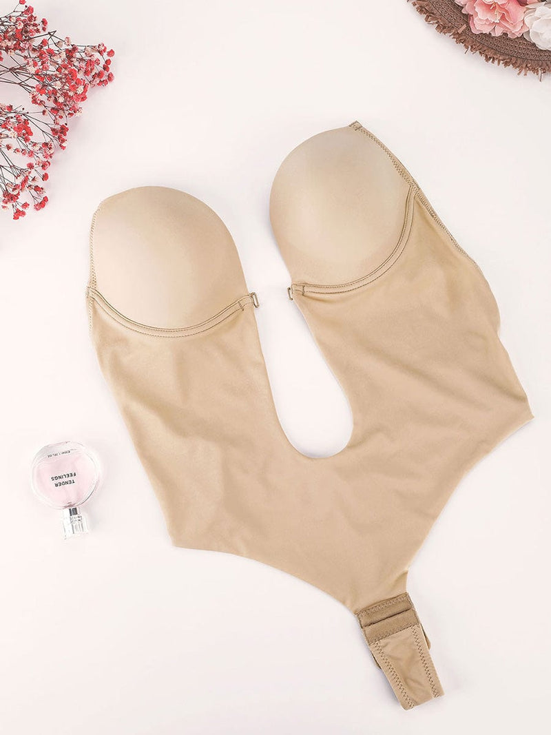 High Waist open back Tummy Control Bodysuit with removable straps