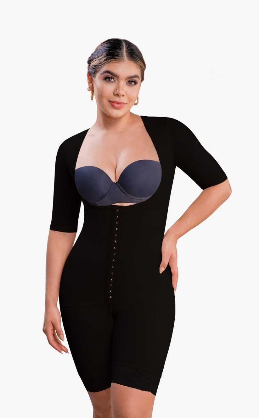 Full Body Mid thigh Shapewear with arm compression