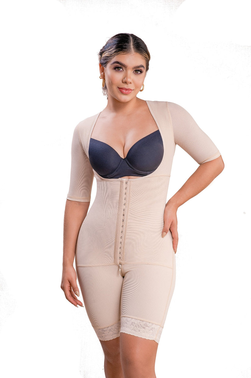 Full Body Mid thigh Shapewear with arm compression