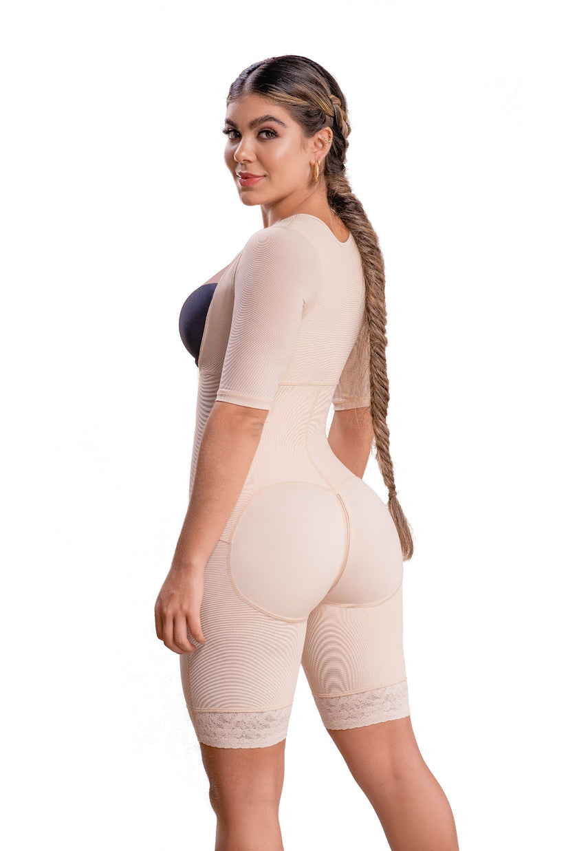 Full Body Mid thigh Shapewear with arm compression