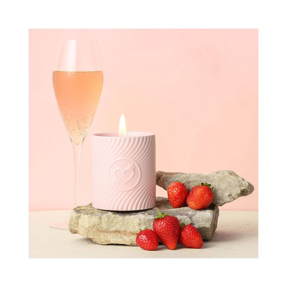 HighOnLove Pink Massage Candle - Strawberry Champagne