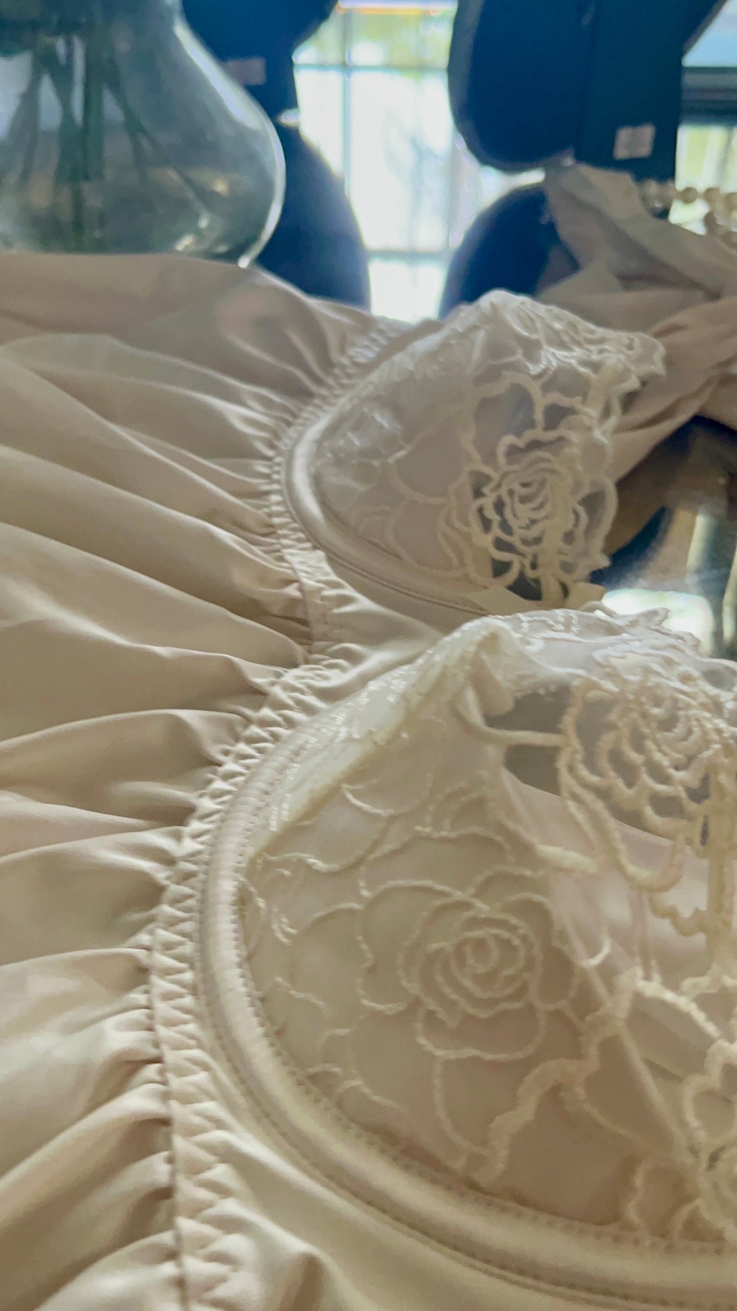 BRIDAL SATIN & EMBROIDERED LACE Off White BABYDOLL & G-STRING SET