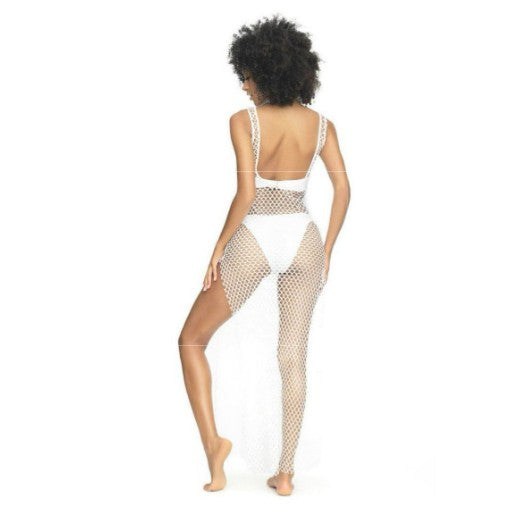 White Knit with side slit Beach Dress & Cover Up