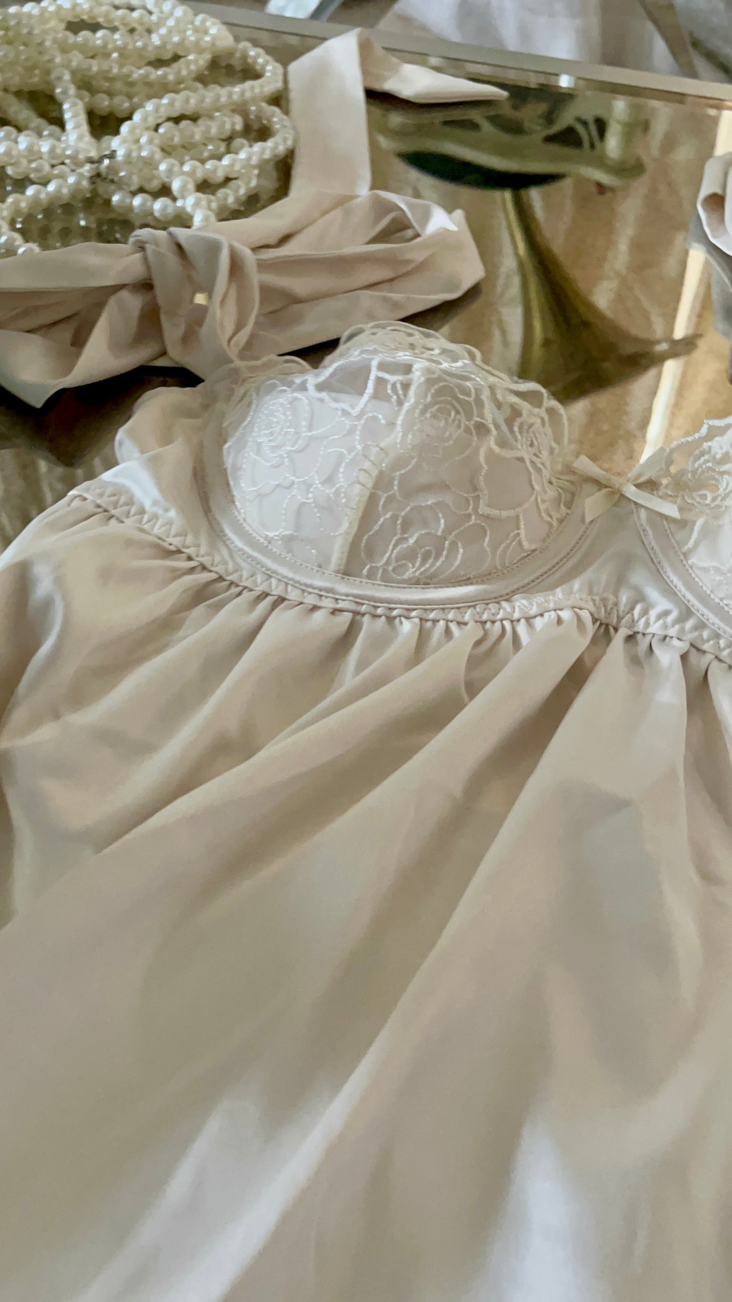 BRIDAL SATIN & EMBROIDERED LACE Off White BABYDOLL & G-STRING SET