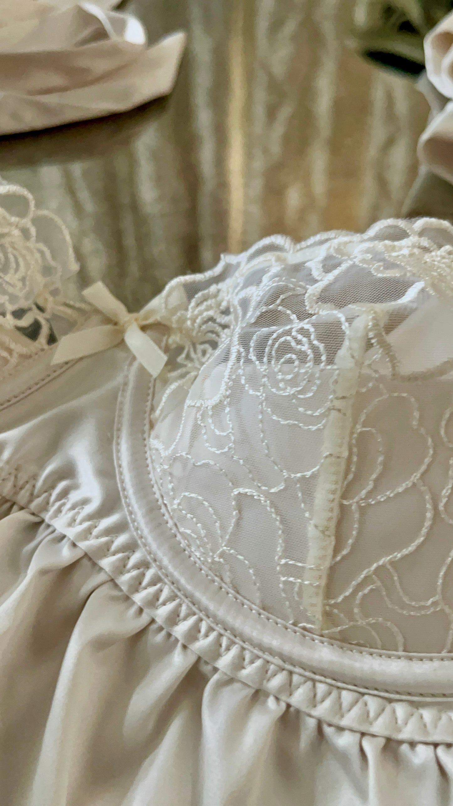 BRIDAL SATIN & EMBROIDERED LACE Off White BABYDOLL & G-STRING SET