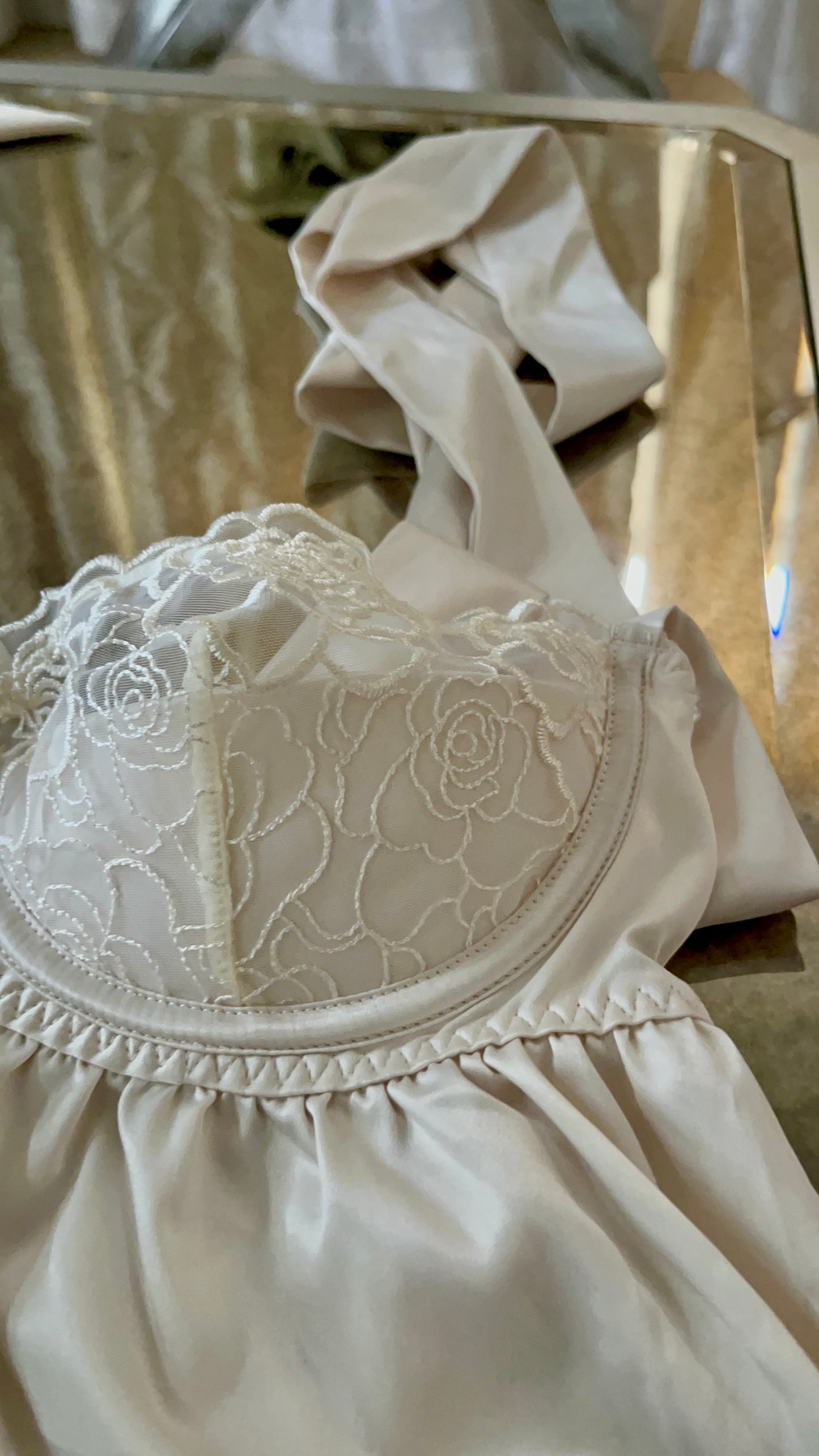 BRIDAL SATIN & EMBROIDERED LACE Off White BABYDOLL & G-STRING SET