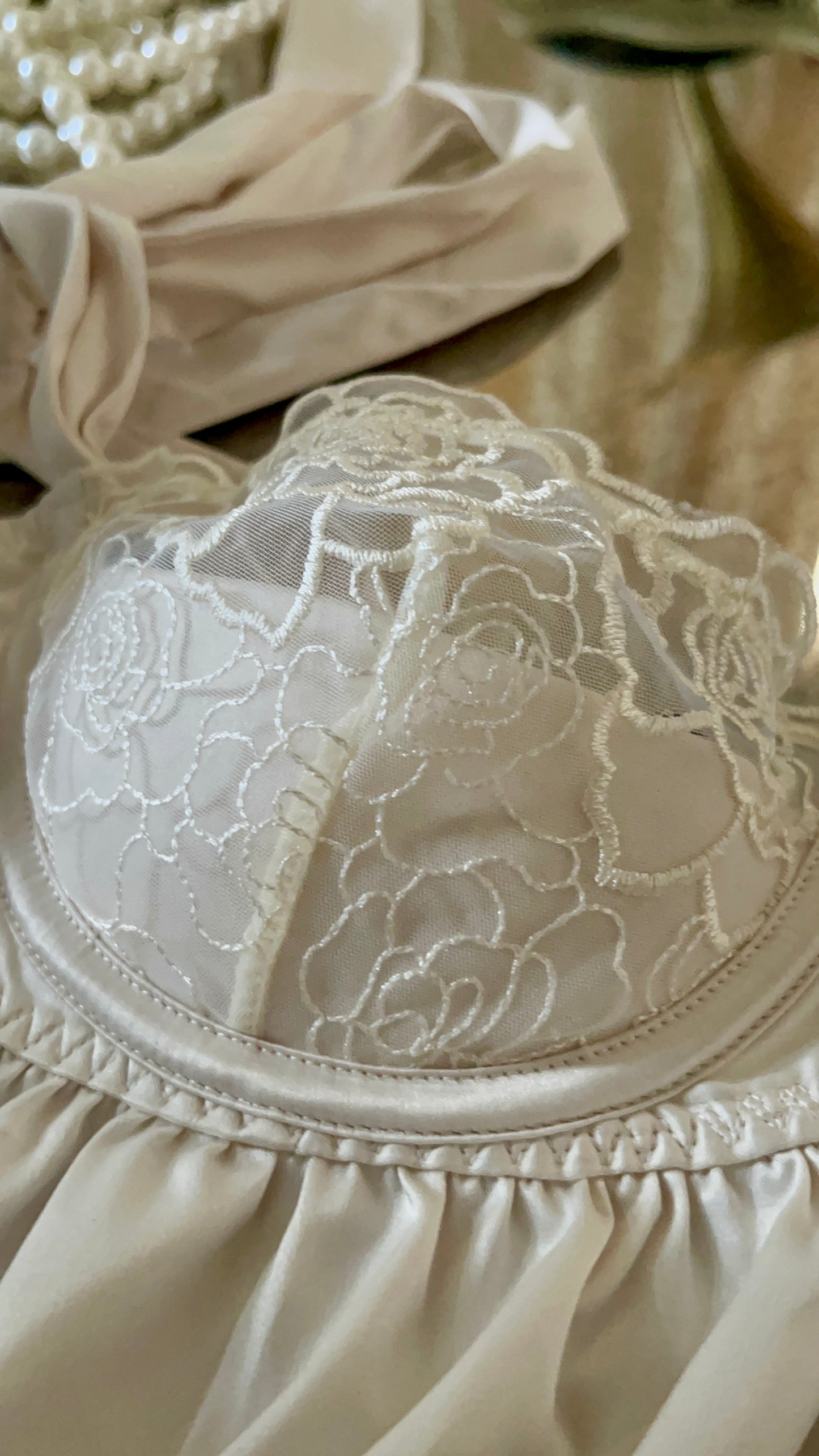 BRIDAL SATIN & EMBROIDERED LACE Off White BABYDOLL & G-STRING SET