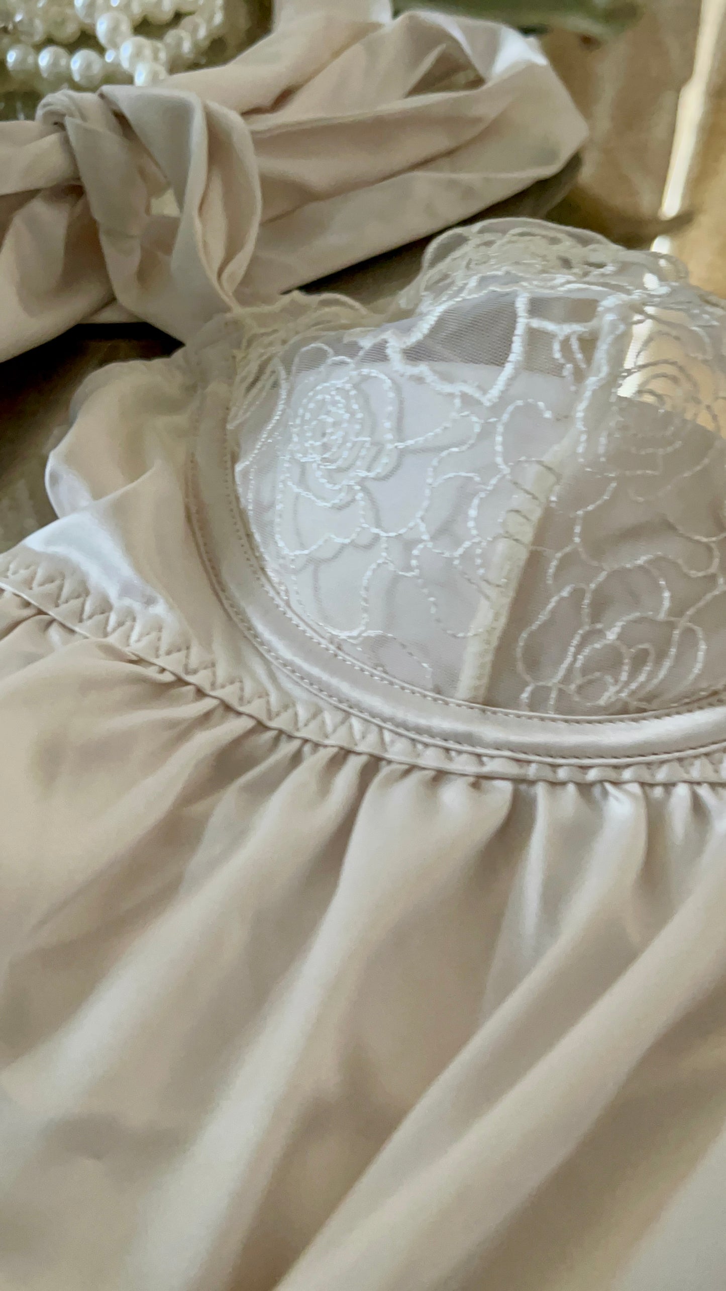 BRIDAL SATIN & EMBROIDERED LACE Off White BABYDOLL & G-STRING SET