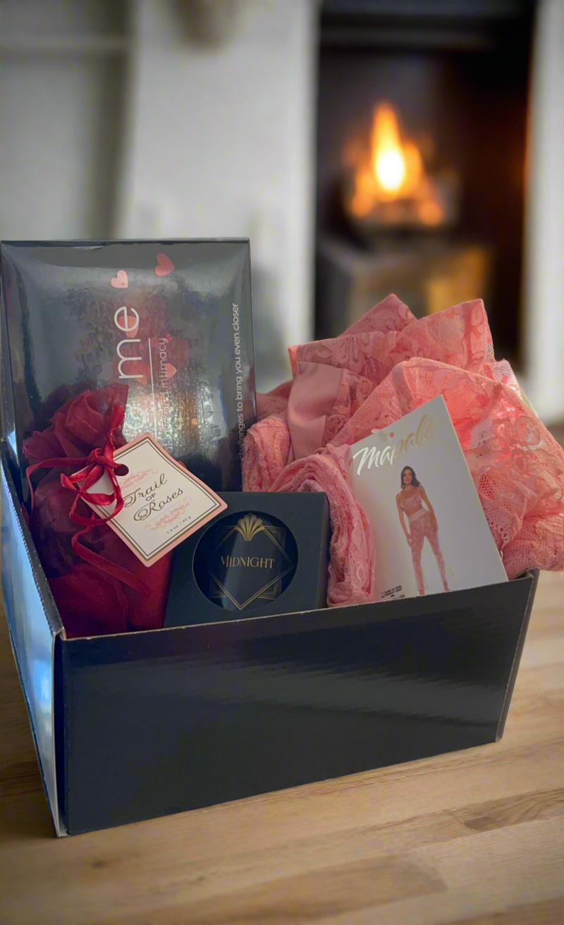 Pretty in Pink/Lingerie and Couples Game Luxury Date Night Gift Box-Plus