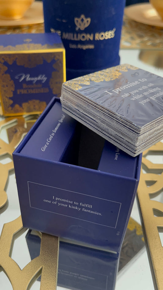 Naughty Boudoir Promises Cards - 30 Playful Challenges in Stylish Blue Box for Fun Date Night Experiences