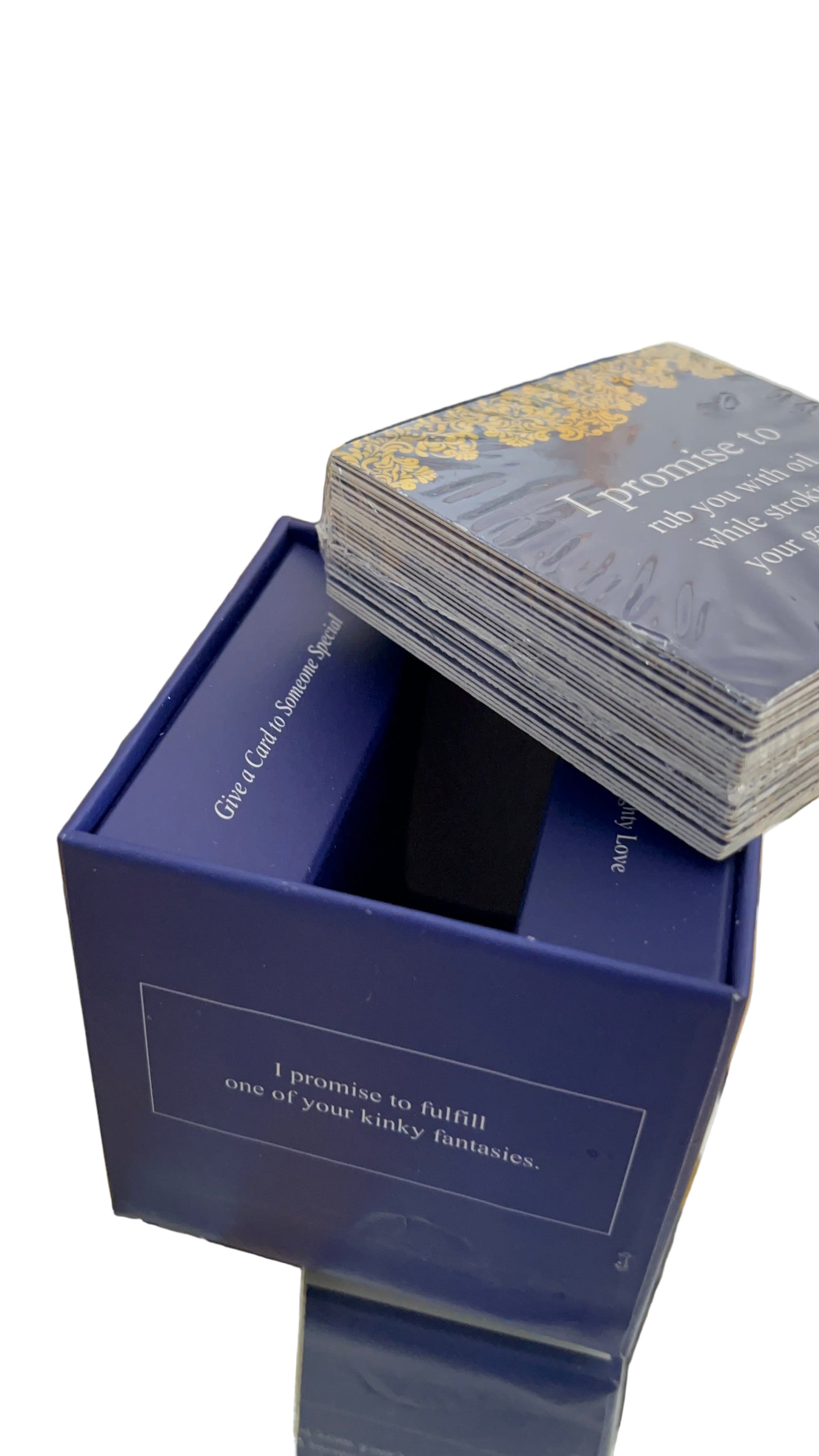 Naughty Boudoir Promises Cards - 30 Playful Challenges in Stylish Blue Box for Fun Date Night Experiences