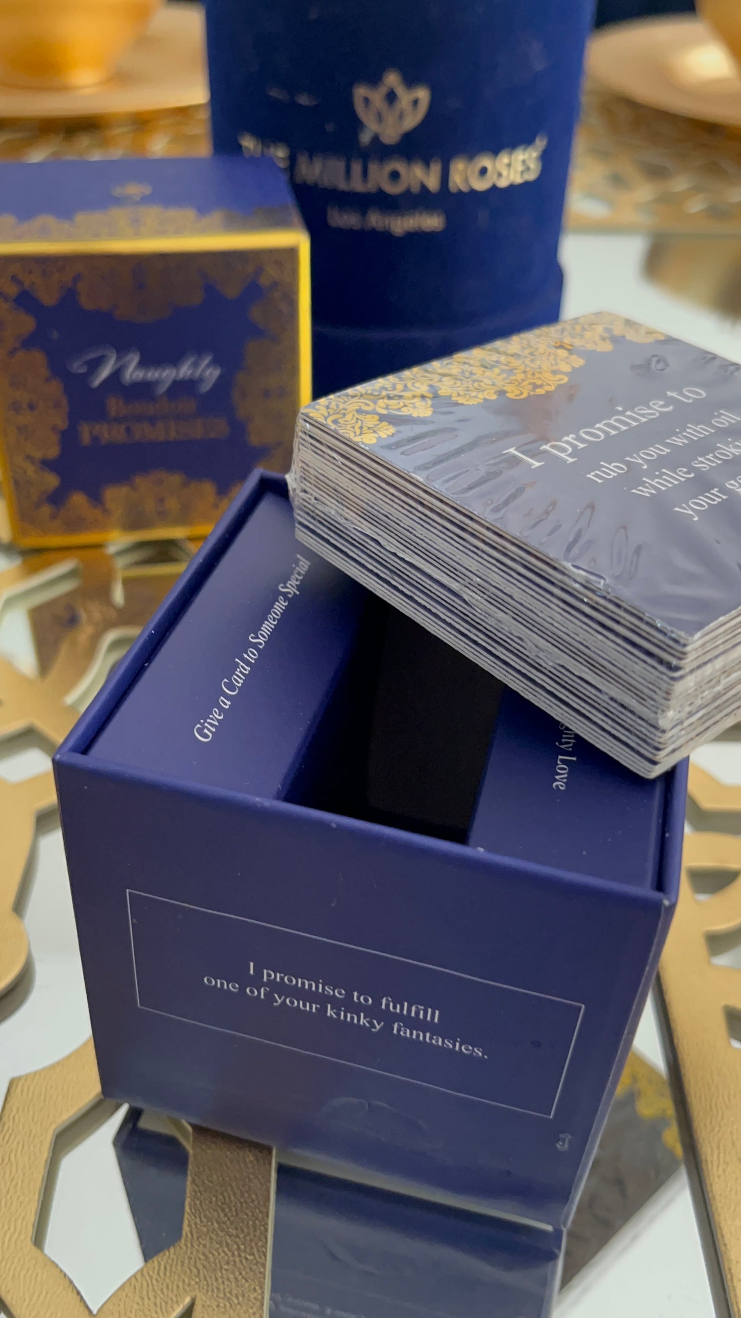 Naughty Boudoir Promises Cards - 30 Playful Challenges in Stylish Blue Box for Fun Date Night Experiences