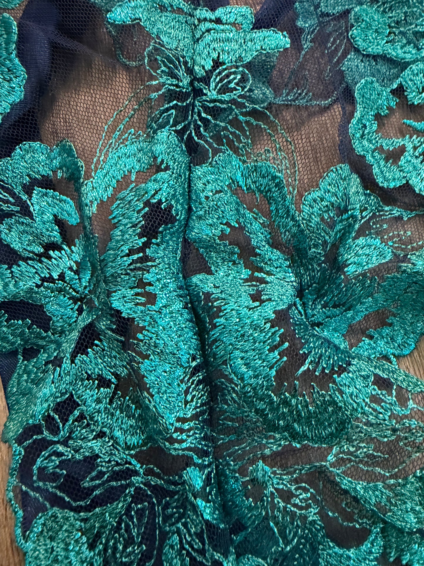 Midnight Blue Embroidered Lace Teddy Bodysuit