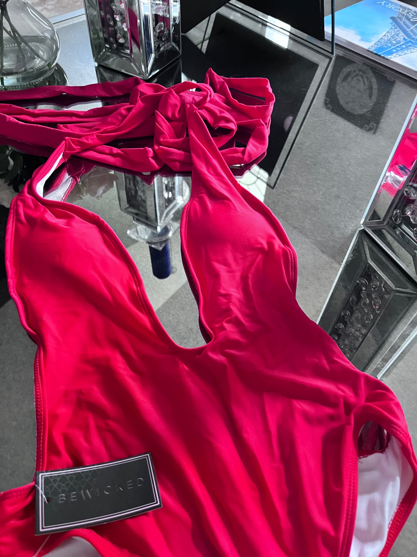 Ezra Daring Plunge RED One Piece Swimsuit