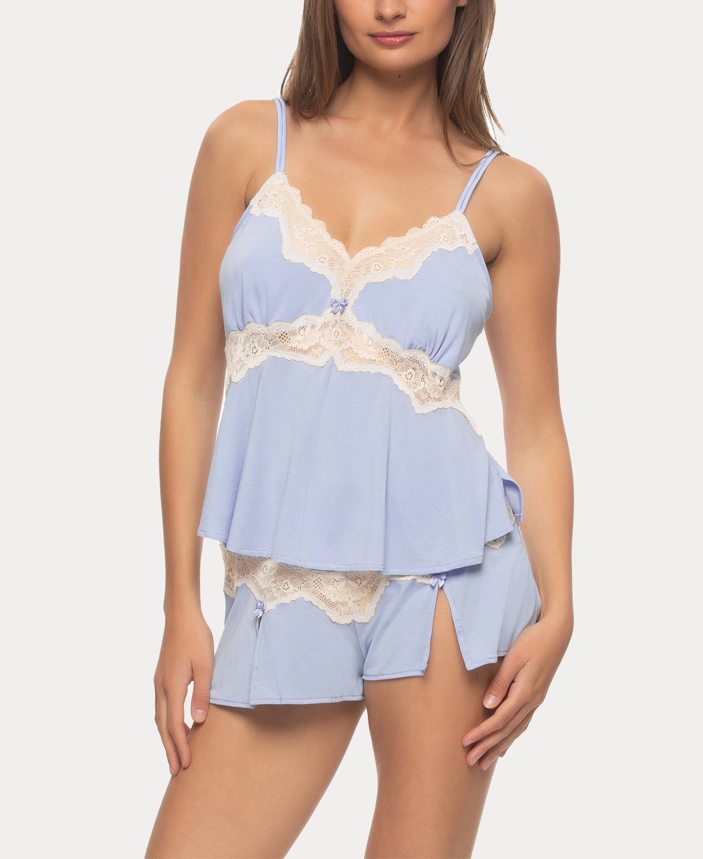 Myrna Modal & Lace Cami & Short Set - Brunnera Blue