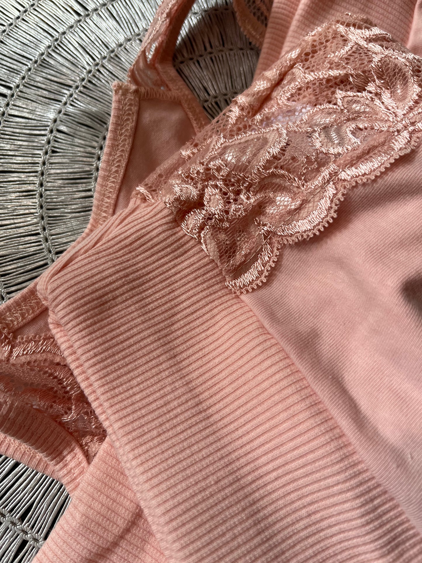 blush ribbed lounge bra and shorts set fabric