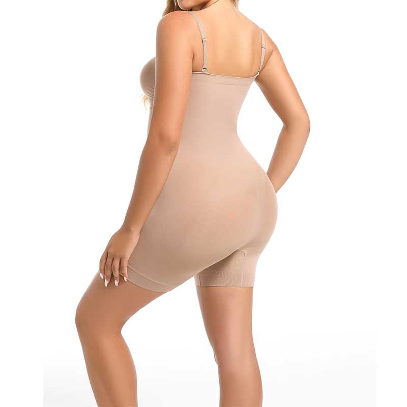 Seamless One Piece Body Shaper Mid Thigh with Tummy Control