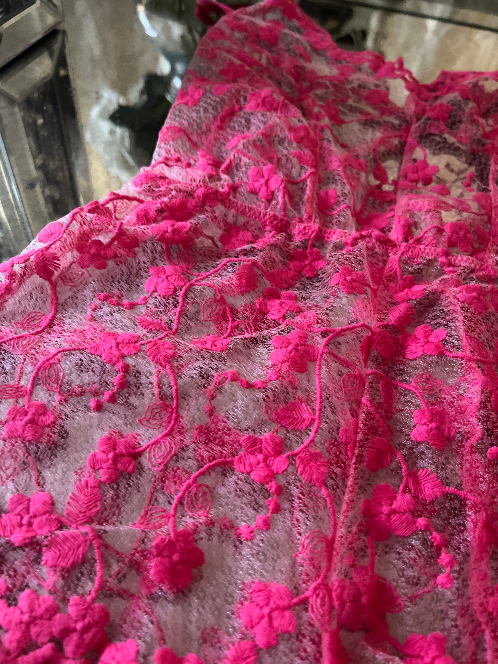 cherry embroidered lace sleep romper