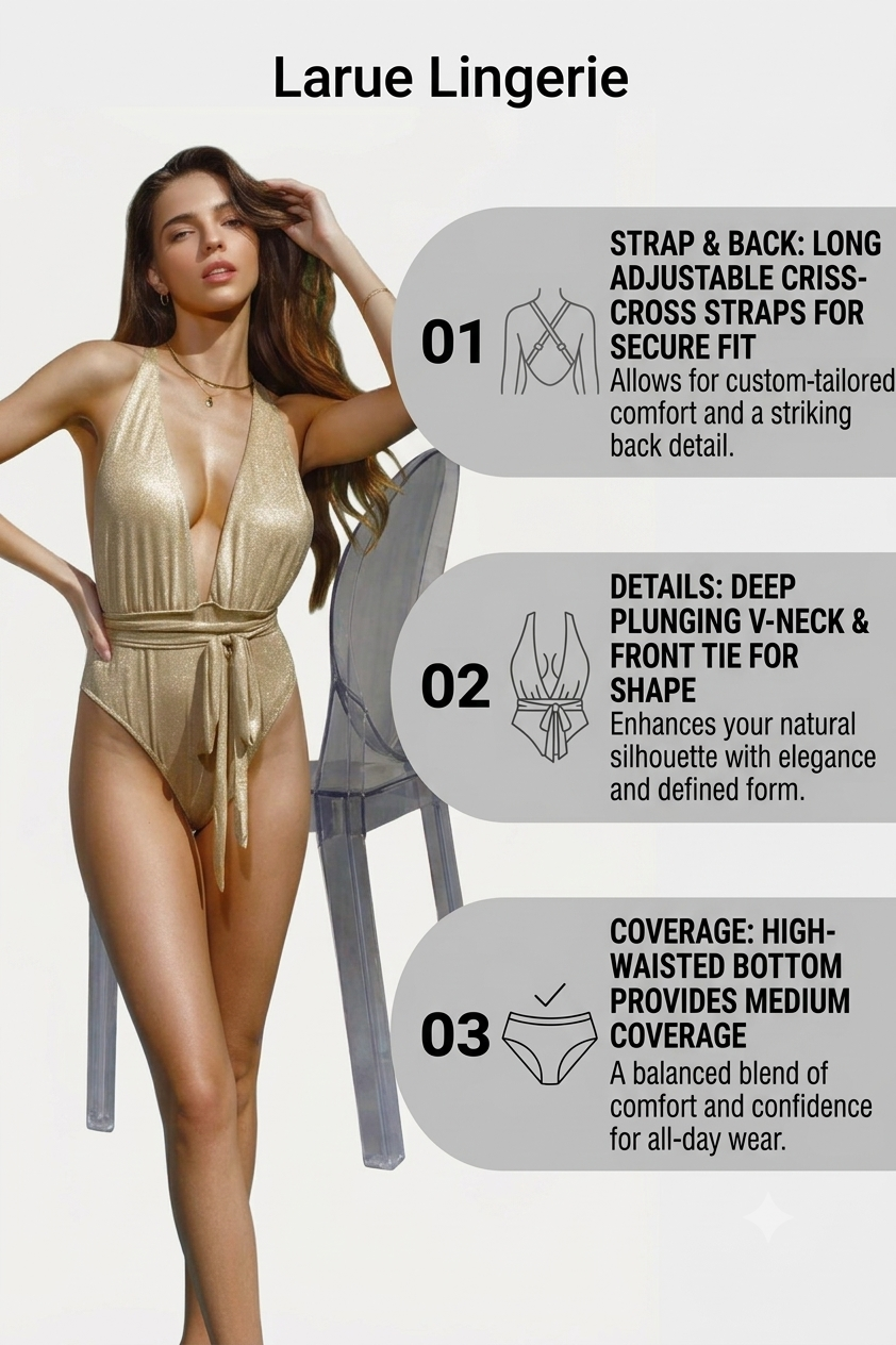 Women's Gold Lurex 1-Piece Swimsuit