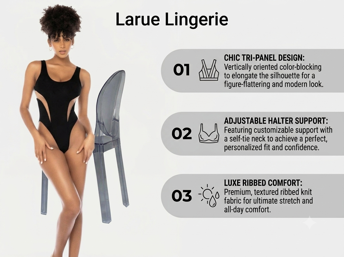 Black/Nude 1-Piece Swimsuit with Flattering Silhouette