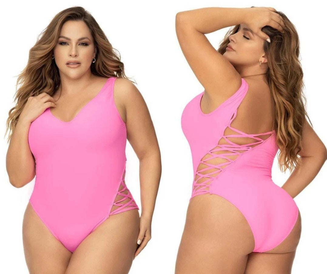 Cut-out detail pink one-piece swimsuit