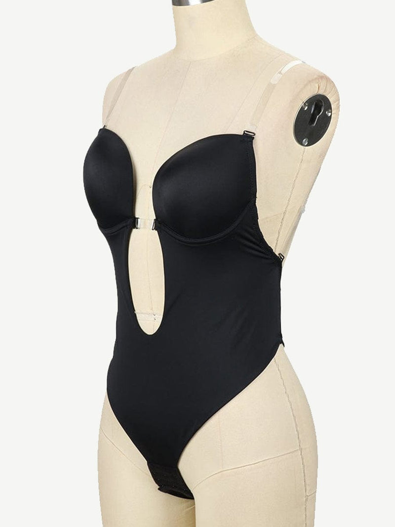 High Waist open back Tummy Control Bodysuit with removable straps