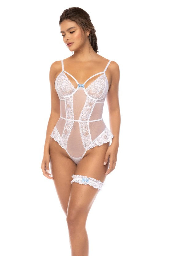 White bridal teddy lingerie