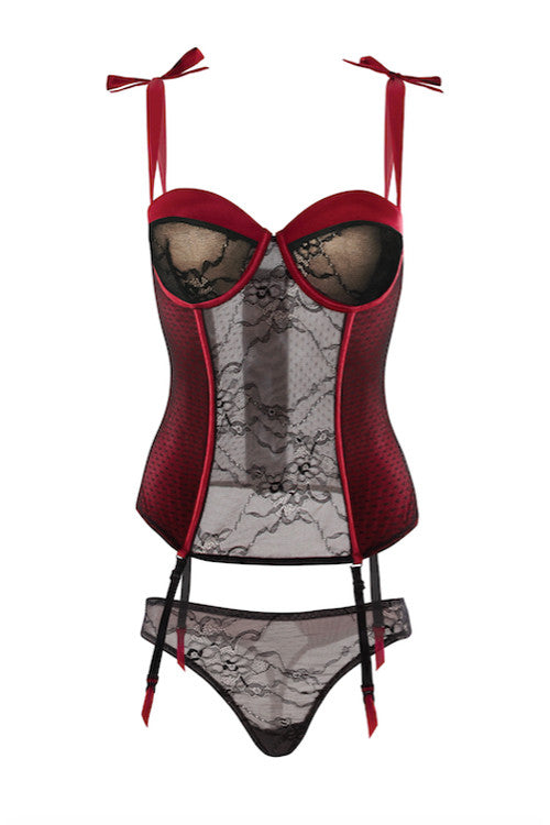 Fire Red Bustier with Shoulder Ties-XL